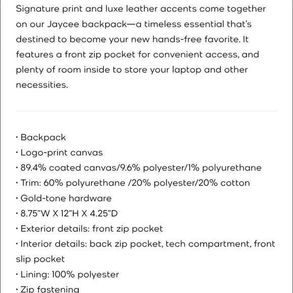 MICHAEL KORS JAYCEE BACKPACK (MEDIUM) - Picture 10 of 10